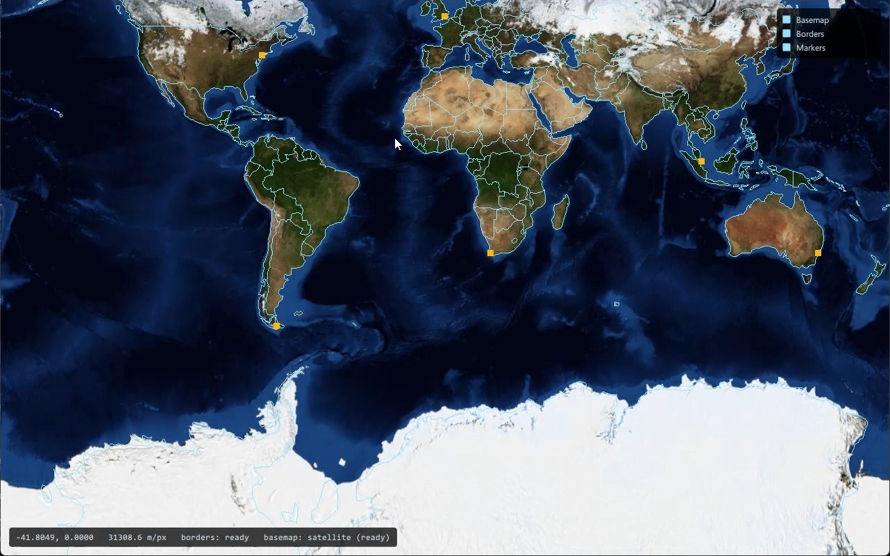The whole world in satellite imagery with markers