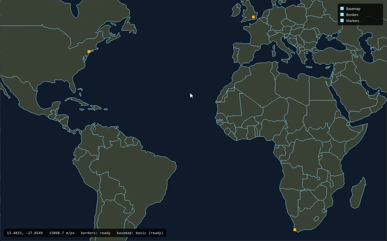 Vector land polygons with country borders